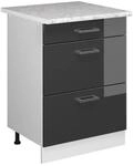 Vicco K&uuml;chenunterschrank R-Line Anthrazit Hochglanz/Wei&szlig; 60 cm mit Schubladen...
