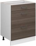 Vicco K&uuml;chenunterschrank R-Line Grau/Wei&szlig; 60 cm mit Schubladen ohne Arbeitsplatte