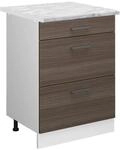 Vicco K&uuml;chenunterschrank R-Line Grau/Wei&szlig; 60 cm mit Schubladen AP Marmor