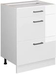 Vicco K&uuml;chenunterschrank R-Line Wei&szlig; Hochglanz/Wei&szlig; 60 cm mit Schubladen ohne