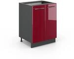 Vicco K&uuml;chenunterschrank Fame-Line Bordeaux Hochglanz/Anthrazit 60 cm ohne