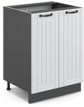 Vicco K&uuml;chenunterschrank Fame-Line Wei&szlig; Landhaus/Anthrazit 60 cm ohne Arbeitsplatte