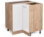 Vicco Eckunterschrank R-Line Wei&szlig; Hochglanz/Goldkraft Eiche 76 cm ohne Arbeitsplatte