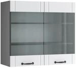 Vicco K&uuml;chenglasschrank Fame-Line Glash&auml;ngeschrank Wei&szlig; Landhaus/Anthrazit 80 cm