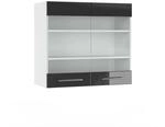 Vicco K&uuml;chenglasschrank Fame-Line Glash&auml;ngeschrank Anthrazit Hochglanz/Wei&szlig; 80 cm