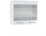 Vicco K&uuml;chenglasschrank Fame-Line Glash&auml;ngeschrank Wei&szlig; Hochglanz/Wei&szlig; 80 cm