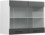 Vicco K&uuml;chenglasschrank R-Line Glash&auml;ngeschrank Anthrazit Landhaus/Wei&szlig; 80 cm
