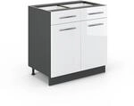 Vicco K&uuml;chenunterschrank Fame-Line Wei&szlig; Hochglanz/Anthrazit 80 cm ohne