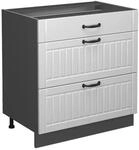Vicco K&uuml;chenunterschrank Fame-Line Wei&szlig; Landhaus/Anthrazit 80 cm mit 3 Schubladen