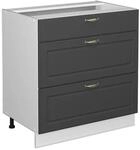 Vicco K&uuml;chenunterschrank Fame-Line Anthrazit-Gold/Wei&szlig; 80 cm mit 3 Schubladen ohne