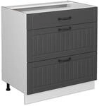 Vicco K&uuml;chenunterschrank Fame-Line Anthrazit/Wei&szlig; 80 cm mit 3 Schubladen ohne