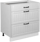Vicco K&uuml;chenunterschrank Fame-Line Wei&szlig; Landhaus/Wei&szlig; 80 cm mit 3 Schubladen ohne