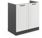 Vicco Sp&uuml;lenunterschrank R-Line Wei&szlig; Landhaus/Anthrazit 80 cm ohne Arbeitsplatte