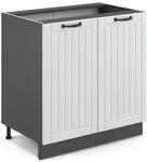 Vicco Sp&uuml;lenunterschrank Fame-Line Wei&szlig; Landhaus/Anthrazit 80 cm mit Regal ohne