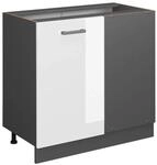 Vicco Eckunterschrank R-Line Wei&szlig; Hochglanz/Anthrazit 86 cm ohne Arbeitsplatte