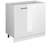 Vicco Eckunterschrank R-Line Wei&szlig; Hochglanz/Wei&szlig; 86 cm ohne Arbeitsplatte