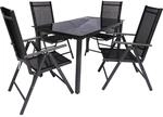 ebuy24 Dora Gartenset 80x140cm Tisch 4 St&uuml;hle Schwarz Anthrazit