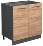 Vicco Sp&uuml;lenunterschrank Fame-Line Goldkraft Eiche/Anthrazit 80 cm mit Regal ohne