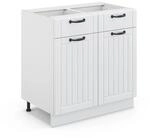 Vicco K&uuml;chenunterschrank Fame-Line Wei&szlig; Landhaus/Wei&szlig; 80 cm ohne Arbeitsplatte