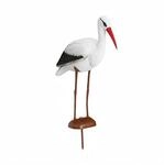 Relaxdays Gartenfigur Storch Kunststoff Wei&szlig; Rot Schwarz mit Erdspie&szlig; 80 cm x 22 cm
