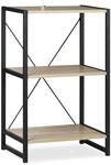 Relaxdays Standregal 3 Etagen Holzwerkstoff Metall Braun Schwarz mit Wandbefestigung