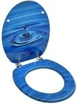 vidaXL Toilettensitz mit Deckel MDF Blau Wassertropfen-Design 146906