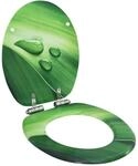 vidaXL Toilettensitz Soft-Close-Deckel MDF Gr&uuml;n Wassertropfen-Design 146915