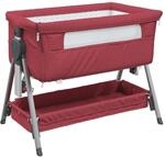 vidaXL Babybett mit Matratze Rot Leinenstoff 10293