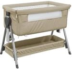 vidaXL Babybett mit Matratze Taupe Leinenstoff 10291