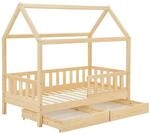Juskys Kinderbett Marli 80 x 160 cm mit Bettkasten Natur