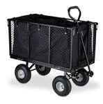 Relaxdays Bollerwagen Stahl Schwarz Klappbar Abnehmbar 83 cm x 51 cm x 110 cm 21,7 kg