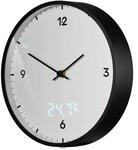 Bresser Wanduhr MyTime mit LED-Sekunden-/Temperaturanzeige &Oslash; 24 cm Wei&szlig;