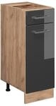Vicco K&uuml;chenunterschrank R-Line Anthrazit Hochglanz/Goldkraft Eiche 30 cm ohne