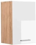 Vicco H&auml;ngeschrank R-Line H&auml;ngender K&uuml;chenschrank Wei&szlig; Hochglanz/Goldkraft Eiche