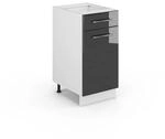 Vicco K&uuml;chenunterschrank Fame-Line Anthrazit Hochglanz/Wei&szlig; 40 cm ohne