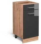 Vicco K&uuml;chenunterschrank R-Line Anthrazit Hochglanz/Goldkraft Eiche 40 cm ohne