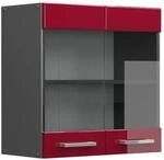 Vicco K&uuml;chenglasschrank R-Line Glash&auml;ngeschrank Bordeaux Hochglanz/Anthrazit 60 cm