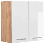Vicco H&auml;ngeschrank R-Line H&auml;ngender K&uuml;chenschrank Wei&szlig; Hochglanz/Goldkraft Eiche