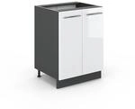 Vicco K&uuml;chenunterschrank Fame-Line Wei&szlig; Hochglanz/Anthrazit 60 cm ohne