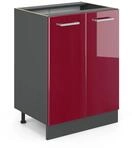 Vicco K&uuml;chenunterschrank R-Line Bordeaux Hochglanz/Anthrazit 60 cm ohne