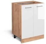 Vicco K&uuml;chenunterschrank R-Line Wei&szlig; Hochglanz/Goldkraft Eiche 60 cm ohne