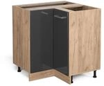 Vicco Eckunterschrank R-Line Anthrazit Hochglanz/Goldkraft Eiche 76 cm ohne