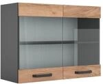 Vicco K&uuml;chenglasschrank R-Line Glash&auml;ngeschrank Goldkraft Eiche/Anthrazit 80 cm