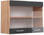 Vicco K&uuml;chenglasschrank R-Line Anthrazit Hochglanz/Goldkraft Eiche 80 cm