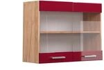 Vicco K&uuml;chenglasschrank R-Line Bordeaux Hochglanz/Goldkraft Eiche 80 cm