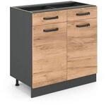 Vicco K&uuml;chenunterschrank R-Line Goldkraft Eiche 80 cm ohne Arbeitsplatte