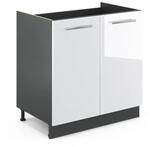 Vicco Sp&uuml;lenunterschrank Fame-Line Wei&szlig; Hochglanz/Anthrazit 80 cm ohne