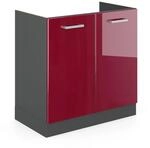 Vicco Sp&uuml;lenunterschrank R-Line Bordeaux Hochglanz/Anthrazit 80 cm ohne