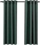 vidaXL Verdunkelungsvorh&auml;nge &Ouml;sen Leinenoptik 2 Stk Gr&uuml;n 140x175 cm