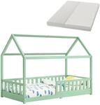 Juskys Kinderbett Marli 90 x 200 cm mit Matratze Mint